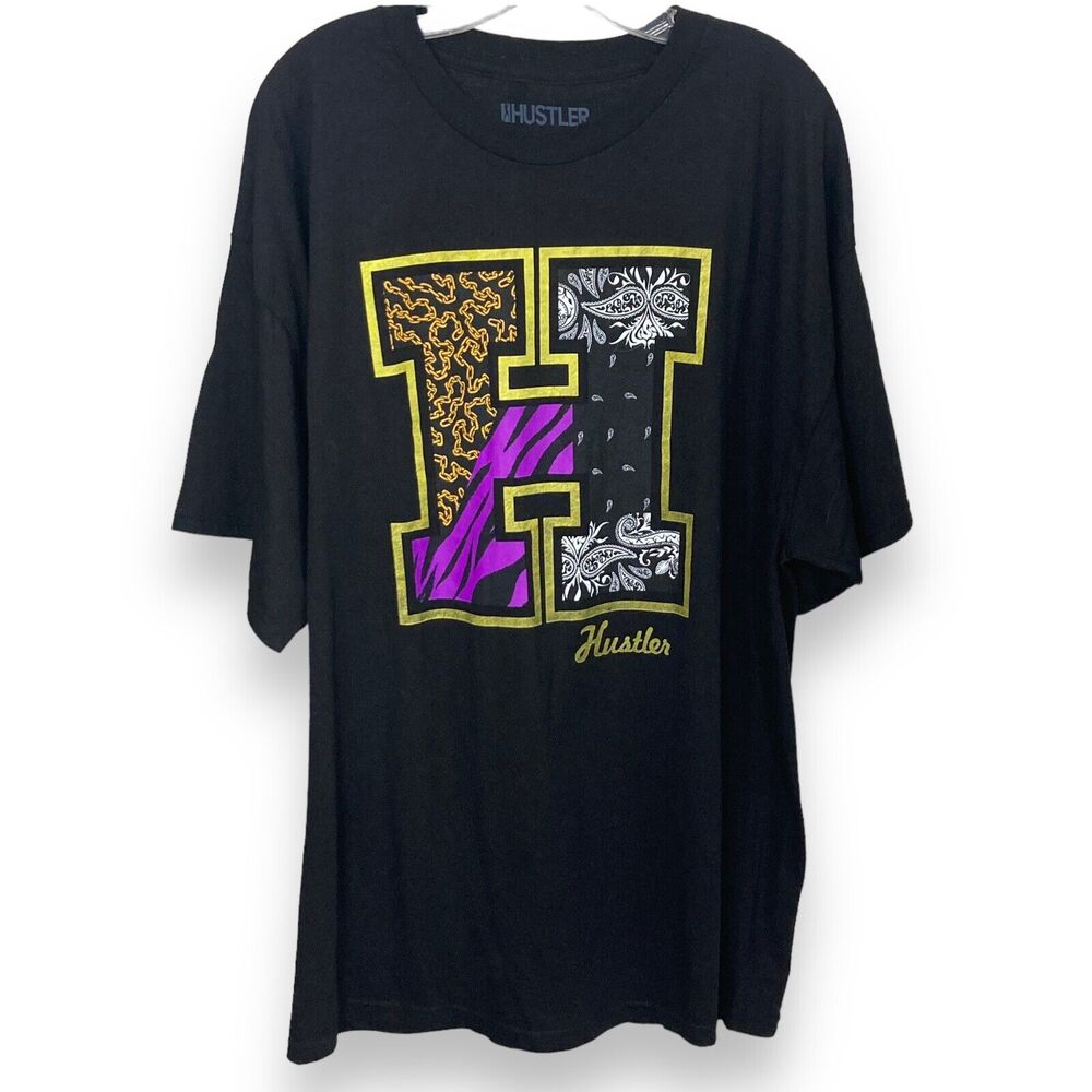 Hustler Graphic T-Shirt 2XL Black Streetwear Retro Casual